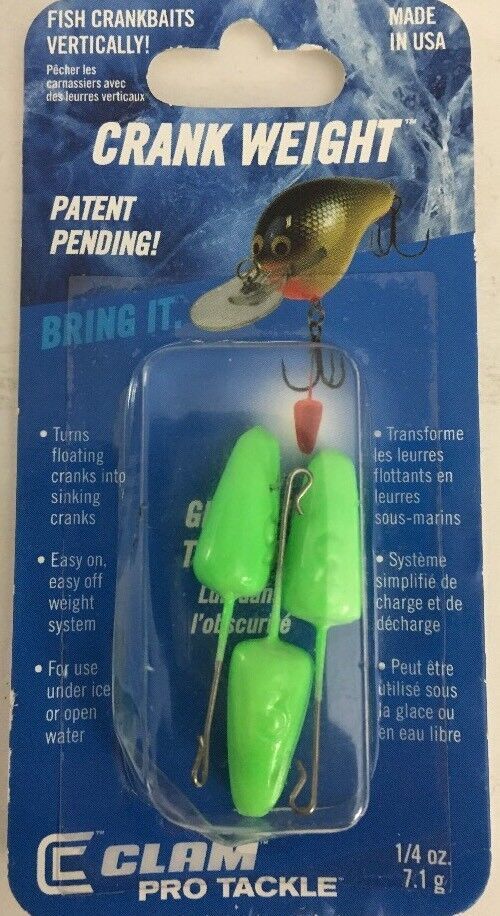 Crank Weight Tackle 1/4 oz-Clam Pro Tackle-(Glow In The Dark Green)RARE-... - $11.76