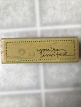 Kolette Hall Wood Mounted Party Rubber Stamp - &quot;You&#39;re Invited&quot; - $8.83