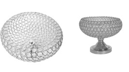 9&quot; Crystal Beaded Metal Pedestal Vase Bowl Centerpiece Party Decorations... - £103.90 GBP