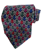 Christian Dior Men Silk Necktie Tie Red Blue Green Gray Geometric 3.5 USA - £12.55 GBP