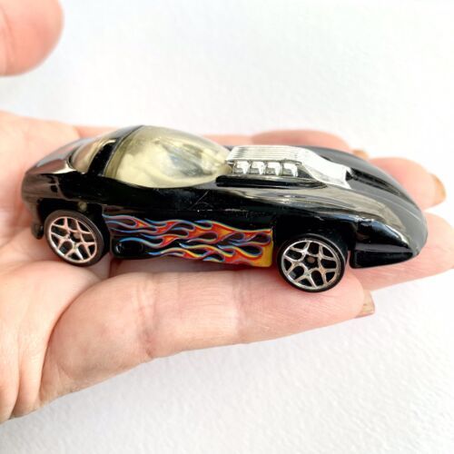 1993 Hot Wheels Diecast Toy Hot Rod Car Black With Flames Mattel Silhouette II - £10.00 GBP