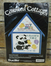 Vtg Bucilla Counted Cross Stitch Cottage Welcome Baby Linda Gillum 1994 ... - $8.91