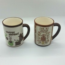 Lot of 2 VTG Coffee Mugs Break Anyone Tilso Back To Work Message Japan - £9.84 GBP