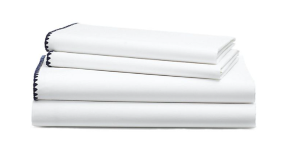 Primary image for Lauren Ralph Lauren Tessa 200-Thread-Count Queen Sheet Set in White/Navy