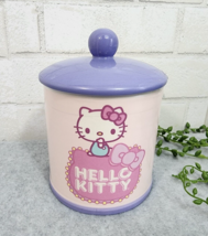 Hello Kitty Ceramic Cookie Jar Sanrio Treats Snacks Purple Pink Canister... - $26.99