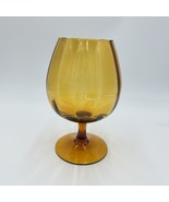 Vintage MCM Empoli Amber Art Glass Ribbed Footed Compote Italy 8” - $49.50