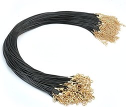 Black Braided Wax Cord Necklace Making Gold 20&quot; 2mm Jewelry Supplies Bulk 200pcs - £31.91 GBP