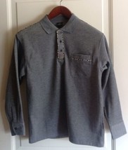 NWOT Linsheng New Image L 48-50 Gray Cotton Blend Polo Shirt  Plaid Deta... - £45.93 GBP