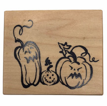 Halloween Rubber Stamp Jack-O-Lantern Trio Pumpkins Fall Autumn Wood PSX E-3037 - £10.02 GBP