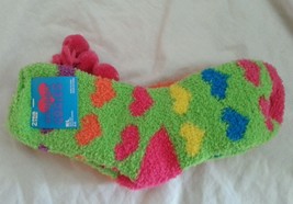 Girls Socks Shoe Size M/L  2-6 Crew Green Orange Heart Print Solid - $5.99
