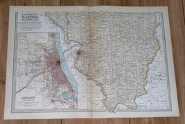 1911 Original Antique Map Of Southern Illinois / Chicago And Vicinity Inset Map - £14.99 GBP