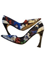 Christian Dior Floral Printed Canvas Pointed Toe Pumps Shoes Sz 36.5 US 6 - £79.01 GBP