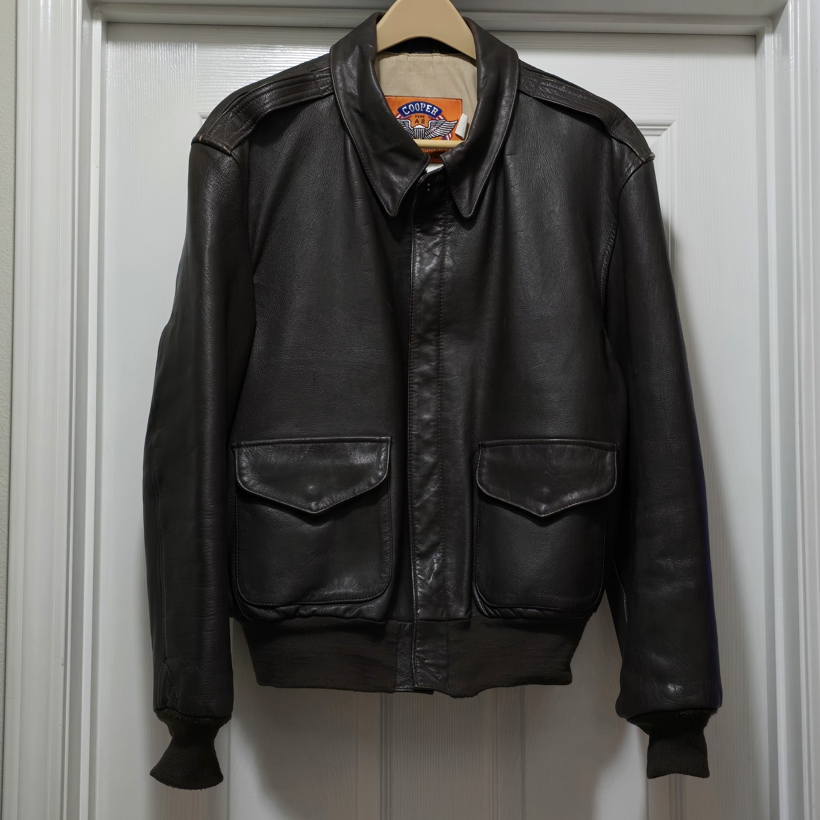 VTG Cooper A-2 100% Goatskin Leather USAF Brown Bomber Flight Jacket Men... - $287.22