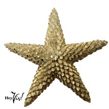 Vintage Star Starfish Pin Brooch Pendant Textured Gold Metal 3&quot; Across - Hey Viv - £19.18 GBP