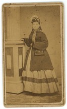 Antique CDV Circa 1870&#39;S Beautiful Woman Victorian Dress &amp; Purse Titusville, PA - £11.05 GBP