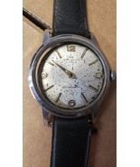 Vintage 1950's 60's Walkmann Watch Silver 17 jewel Movement Calf Band WT... - $37.98