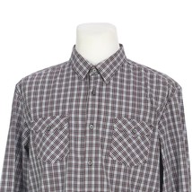 Banana Republic Burgundy Blue Gray Check Button Down Dress Shirt Mens 17... - £15.63 GBP