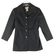 John Paul Richard Women&#39;s S Textured Cotton Black Trench Pea Coat Uniform Petite - £27.13 GBP