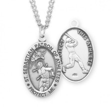 Saint Sebastian Oval Sterling Silver Baseball Male Athlete Medal Catholic Gifts - £82.23 GBP