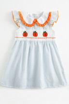NEW Boutique Pumpkin Girls Embroidered Smocked Blue Dress - £4.77 GBP+