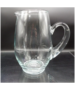 Vintage Hand Blown Clear Glass Pitcher 8&quot; Tall Applied Handle Water Juice - £10.94 GBP