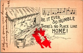 Comic Pigs Hogs Eating Slop Sty No Place Like Home Song 1900s UDB Postcard UNP - £2.93 GBP