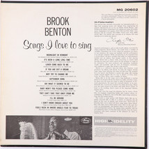 Brook Benton – Songs I Love To Sing - 1960 Mono LP Mercury MG-20602 - £10.30 GBP