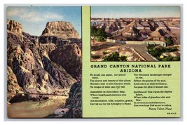 Multiview W Poem Grand Canyon Arizona AZ UNP Linen Postcard Z1 - £2.28 GBP