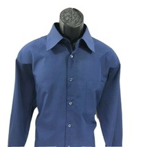 Porta Rossa Men&#39;s Royal Blue Dress Shirt Convertible Cuffs Pocket Size 15.5 - £10.35 GBP