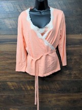 Ann Taylor Sweater Set Loft  Large Womens 2 Peice Cami/Sweater Tank Peach Lace  - £15.62 GBP