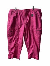 Sag Harbor Cropped Cargo Pants Womens Plus Size 42 Pink Barbiecore Cuffed NWT - £28.82 GBP