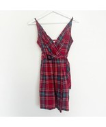 Urban Outfitters Dress Womens Red Plaid Sleeveless Mini Belted Linen Ble... - $23.30 CAD