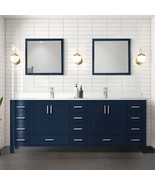 Navy Blue 84&quot; Double Vanity: Marble Top &amp; Faucet - $3,241.99