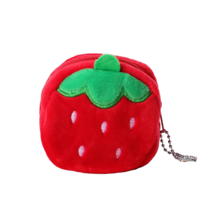 Animal Coin Change Cosmetic Plush Purse with Key Chain - New - Strawberry - $12.99