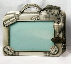 Pewter Picture Frame Travel Memories Hanging Charms holds 5" x 3.5" Photo Fetco  - $8.36