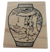 Great Impressions Rubber Stamp Oriental Vase Asian Boat Cherry Blossoms Crafts - £10.35 GBP