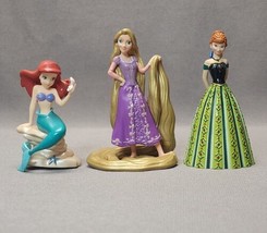 Disney Princess Figurines Rapunzel, Ariel &amp; Frozen Anna Toys Dolls Cake ... - £15.82 GBP