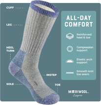 Merino Wool Hiking Socks for Men and Women – 3 Pairs Midweight Cushioned... - $37.47