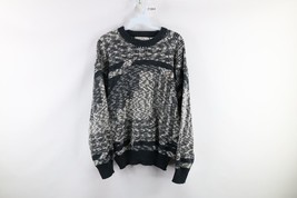 Vintage 90s Coogi Style Mens Medium Ed Bassmaster Geometric Knit Dad Sweater - £40.32 GBP