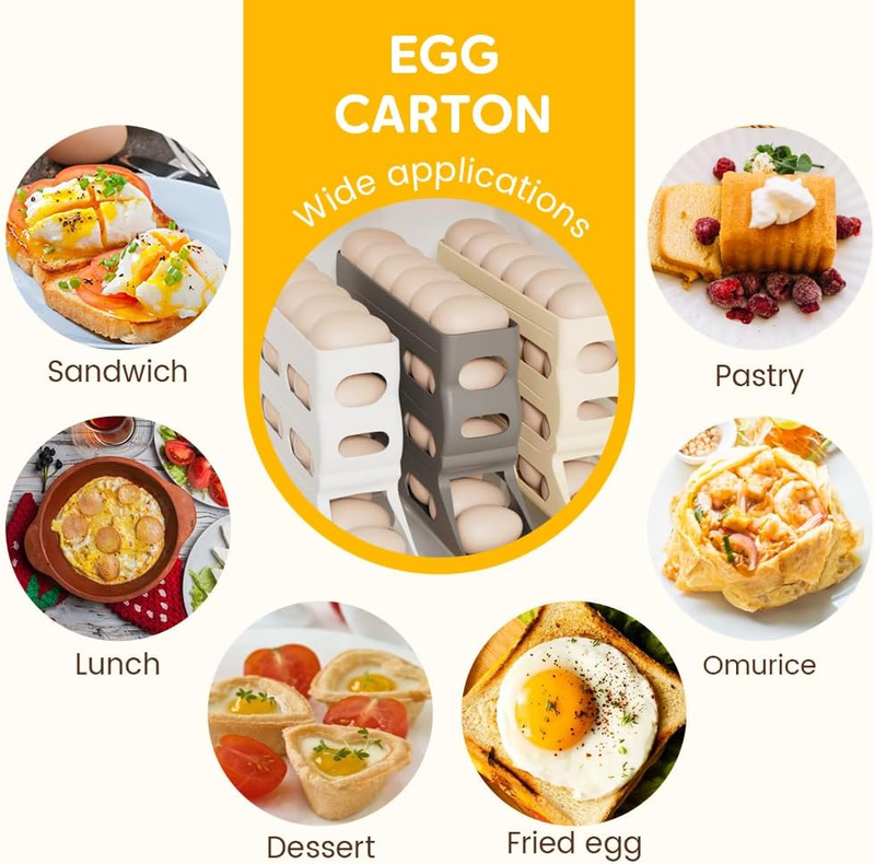 4 Tiers Egg Holder for Fridge, Automatic Rolling down Egg Holder Egg Tray Stacka Item image 7