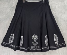 Sag Harbor Skirt Womens 16 Black White Embroidered Sequined Boho Gypsy Midi - £20.39 GBP