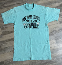 Vtg 80s Cotton Queen Contest T-Shirt Large Blue Single Stitch USA Made Tee - £23.16 GBP