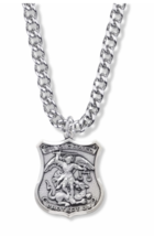 Sterling Silver St. Michael Shield Medal Patron Of Police Officers Necklace - £151.86 GBP