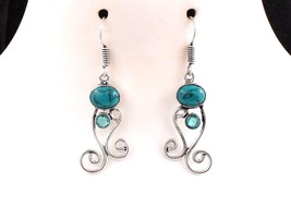 Turquoise Gemme 925 Argent Sterling Or/Rose Plaqué Fait Main Oreilles - £21.47 GBP+