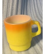 Vintage Fire King white glass mug anchor hocking Yellow Orange Ombre D Handle - $14.99