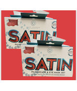 2 Pack Red Satin Stand Pillowcase Set Eye Mask Hair Skin Prevent Wrinkles - $17.97