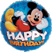 Mickey Mouse Happy Birthday Round Foil Mylar Balloon 1 Count Party Supplies 18&quot; - £2.59 GBP