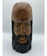 Vintage Carved Wooden Head Face Statue Jamaica Tiki Folk Art 12&quot; Solid Wood - £50.27 GBP