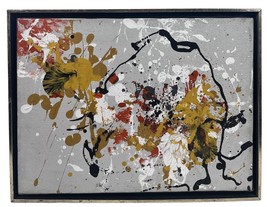 Abstract Oil on Canvas Signed Lehman Depicting Abstract Paint Splashes 1... - $104.85