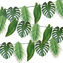 Tropical Palm Leaf Garland Party Decorations, Length 2.6M, 8.5 Ft, Green - £15.97 GBP